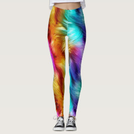 Helder regenboog nepbont textuur van monster leggings
