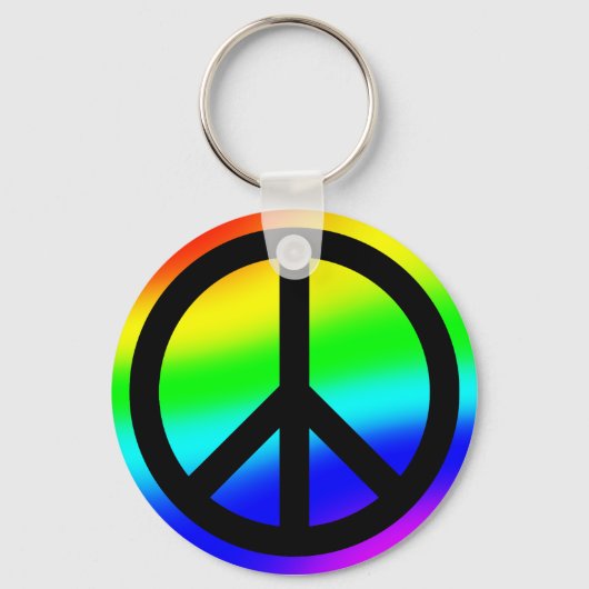 Helder Regenboog Vredessymbool Sleutelhanger (Voorkant)