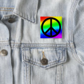Helder Regenboog Vredessymbool Vierkante Button 5,1 Cm (In situ)
