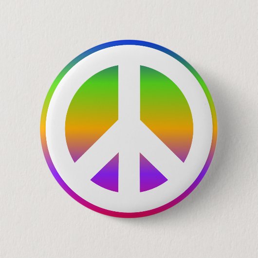 Helder Regenboog Vredesteken Ronde Button 5,7 Cm (Voorkant)