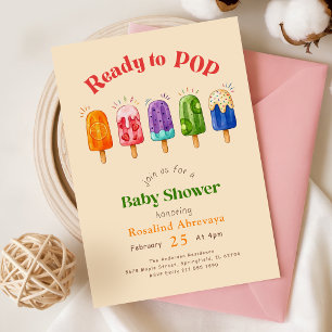 Helder Regenboog Zomer Popsicle Baby Shower Kaart