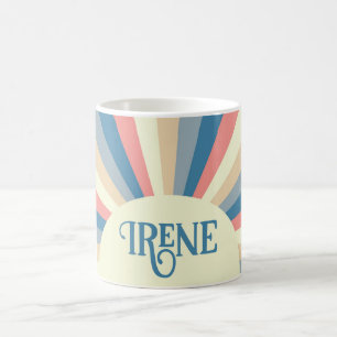 Helder Retro Blauw Roze Beige Zachte Regenboog Zon Koffiemok