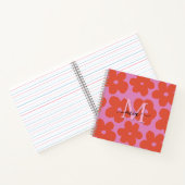 Helder Retro Bloem Motief Monogram Notitieboek (Binnen)