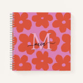 Helder Retro Bloem Motief Monogram Notitieboek (Voorkant)