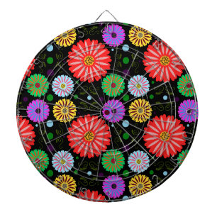 Helder Retro Bloemmotief Kleurrijke Folk Art  Dartbord