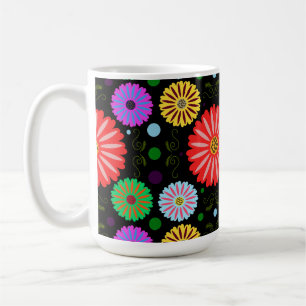 Helder Retro Bloemmotief Kleurrijke Folk Art Koffiemok