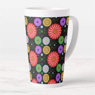 Helder Retro Bloemmotief Kleurrijke Folk Art Latte Mok