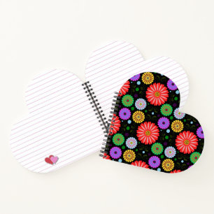 Helder Retro Bloemmotief Kleurrijke Folk Art Notitieboek