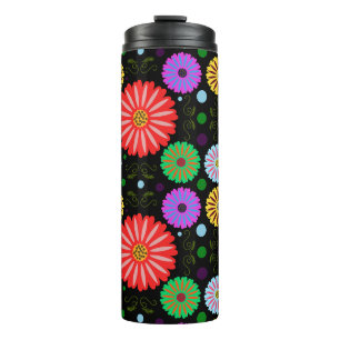 Helder Retro Bloemmotief Kleurrijke Folk Art Thermosbeker