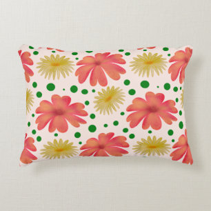Helder Retro Bloemmotief Naadloos Patroon  Accent Kussen