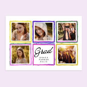 Helder Retro Grad Foto Collage Frames Afstuderen  Aankondiging