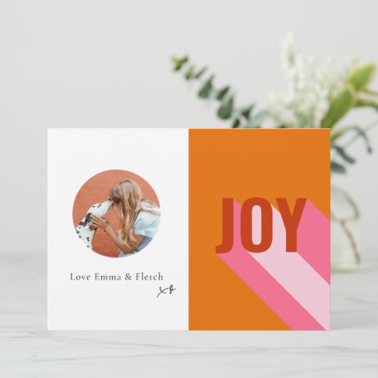 Helder Retro Kleurrijke Vreugde Grote Cirkel Frame Feestdagenkaart (Staand voorkant)