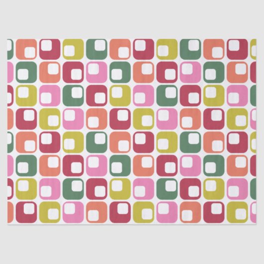 Helder Retro Squares geometrisch patroon Tissuepapier (Voorkant)