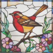 Helder Robin in Gebrandschilderd Glas Sticker (Voorkant)