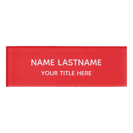 Helder Rode Basis Eenvoudig Minimalistisch Modern Naambadge (Voorkant)