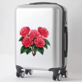 Helder Rode Camellia Roos Boeket Sticker (Koffer)