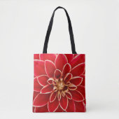 Helder Rode Dahlia Tote Bag (Voorkant)