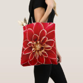 Helder Rode Dahlia Tote Bag (Dichtbij)