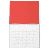 Helder Rode Effen Kleur Achtergrond | Modern Desig Kalender (Jan 2027)