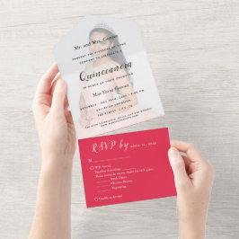 Helder Rode Foto Achtergrond RSVP Evenement Uitnod All In One Uitnodiging