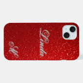 Helder Rode GlitterTextuur luxe esthetische Cadeau iPhone Hoesje (Achterkant horizontaal)