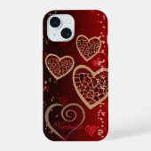 Helder Rode Harten iPhone 15 Case (Achterkant)