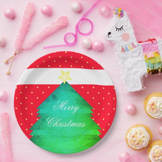 Helder Rode Kerst Groot Papier Bord (Feest)