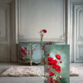 Helder Rode Klaprozen Turquoise Teal Tissuepapier