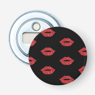 Helder Rode Lippen Glitter Kusjes Elegant Vrouweli Button Flesopener
