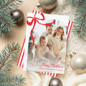 Helder Rode Met de Hand Getekende Lint Boog Foto K Feestdagenkaart