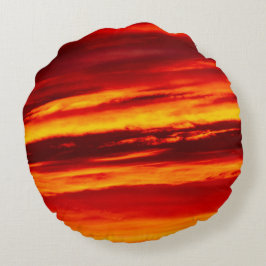 Helder Rode Zonsondergang Rond Kussen