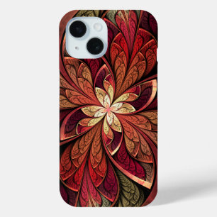 Helder rood Abstract Glas in lood iPhone 15 Case