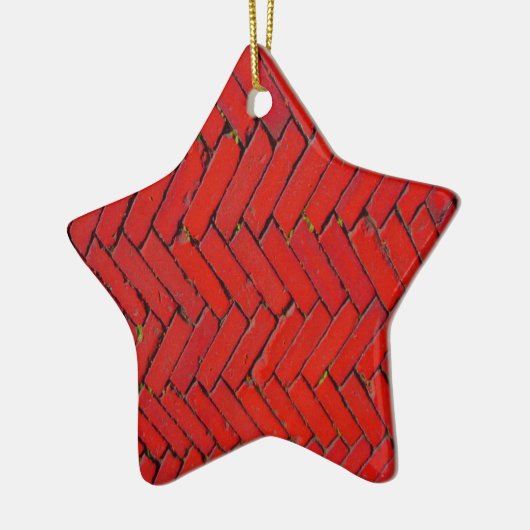 Helder rood bakkerpatroon keramisch ornament (Links)