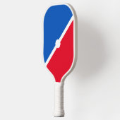 Helder rood blauw kleurenblok witte diagonale stre pickleball paddle (Links)