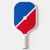 Helder rood blauw kleurenblok witte diagonale stre pickleball paddle (Achterkant)
