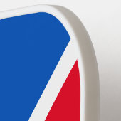 Helder rood blauw kleurenblok witte diagonale stre pickleball paddle (Links Detail)