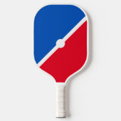 Helder rood blauw kleurenblok witte diagonale stre pickleball paddle (Voorkant)