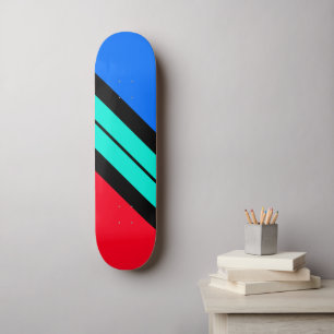 Helder rood blauw zwart aqua diagonale racing stre persoonlijk skateboard