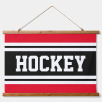 Helder rood Bold Zwart Wit Strepen HOCKEY Tekst