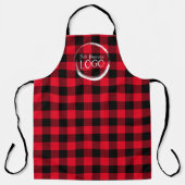 Helder rood Buffalo Plaid Logo Schort (Voorkant)
