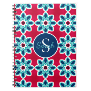 Helder rood en blauw modern geometrisch gepersonal notitieboek