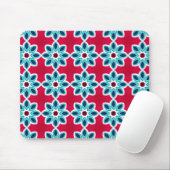 Helder rood en blauw modern geometrisch patroon muismat (Met muis)