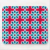 Helder rood en blauw modern geometrisch patroon muismat (Voorkant)