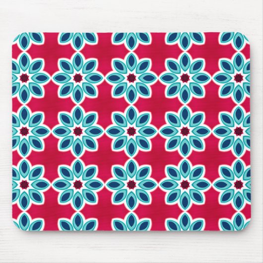 Helder rood en blauw modern geometrisch patroon muismat (Voorkant)