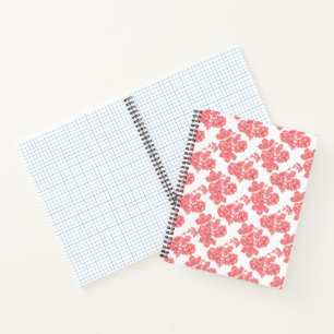 Helder rood en roze bloemeninpakpapier notitieboek
