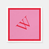Helder rood en roze monogram servet (Voorkant)