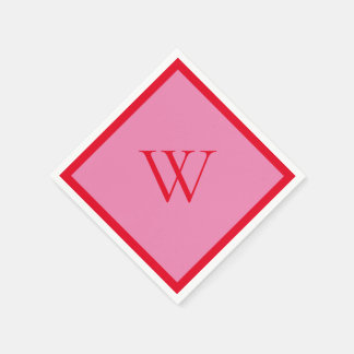 Helder rood en roze monogram servet