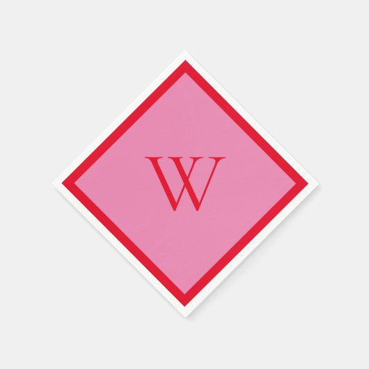 Helder rood en roze monogram servet (Hoek)