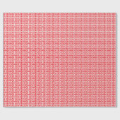 Helder rood en wit Grieks sleutelpatroon Cadeaupapier (Vlak)