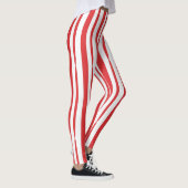 Helder Rood en Wit verticale Streep Leggings (Rechts)